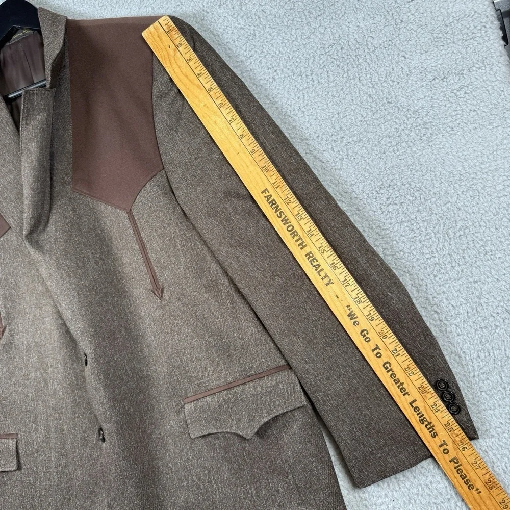 Circle S Texas Blazer Mens 48R Brown Blazer Sport Coat Yoke Rockabilly Western